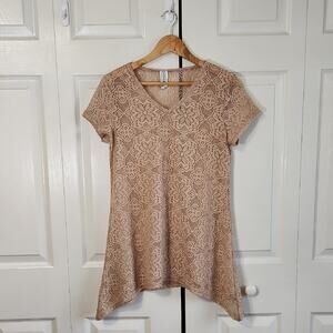 Vintage Flash Womens Beige Lace Top Size SM Fairycore Cottagecore Neutral Floral